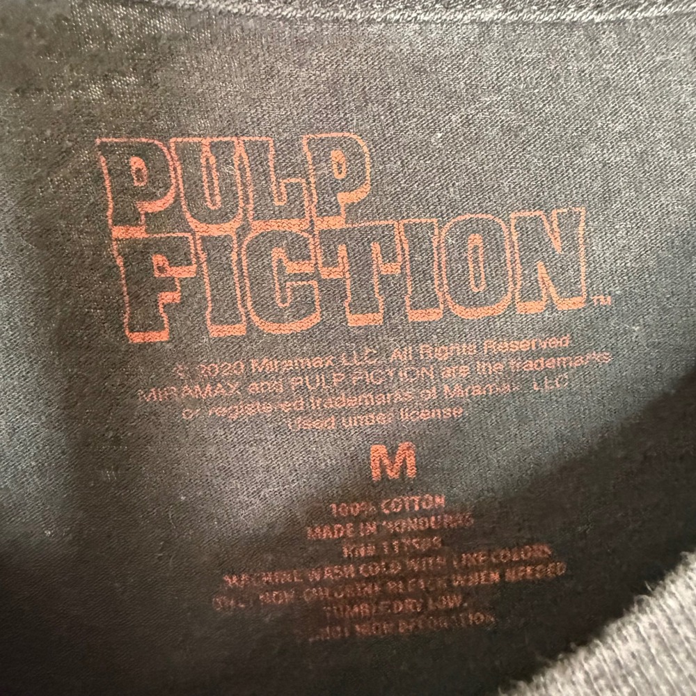 Pulp Fiction Graphic T-Shirt Womens Medium Black Movie Logo Short Sleeve Tee - Picture 6 of 8